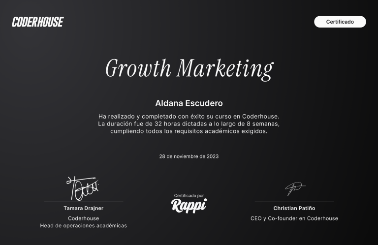 Certificado Curso Growth Marketing