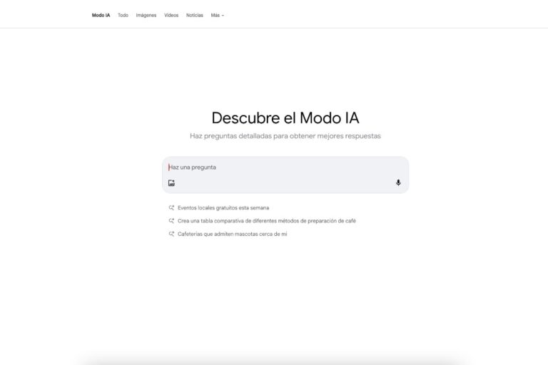 Pantalla principal de IA Mode