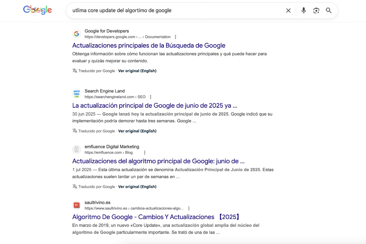 Posicionamiento de resultados de otros idiomas