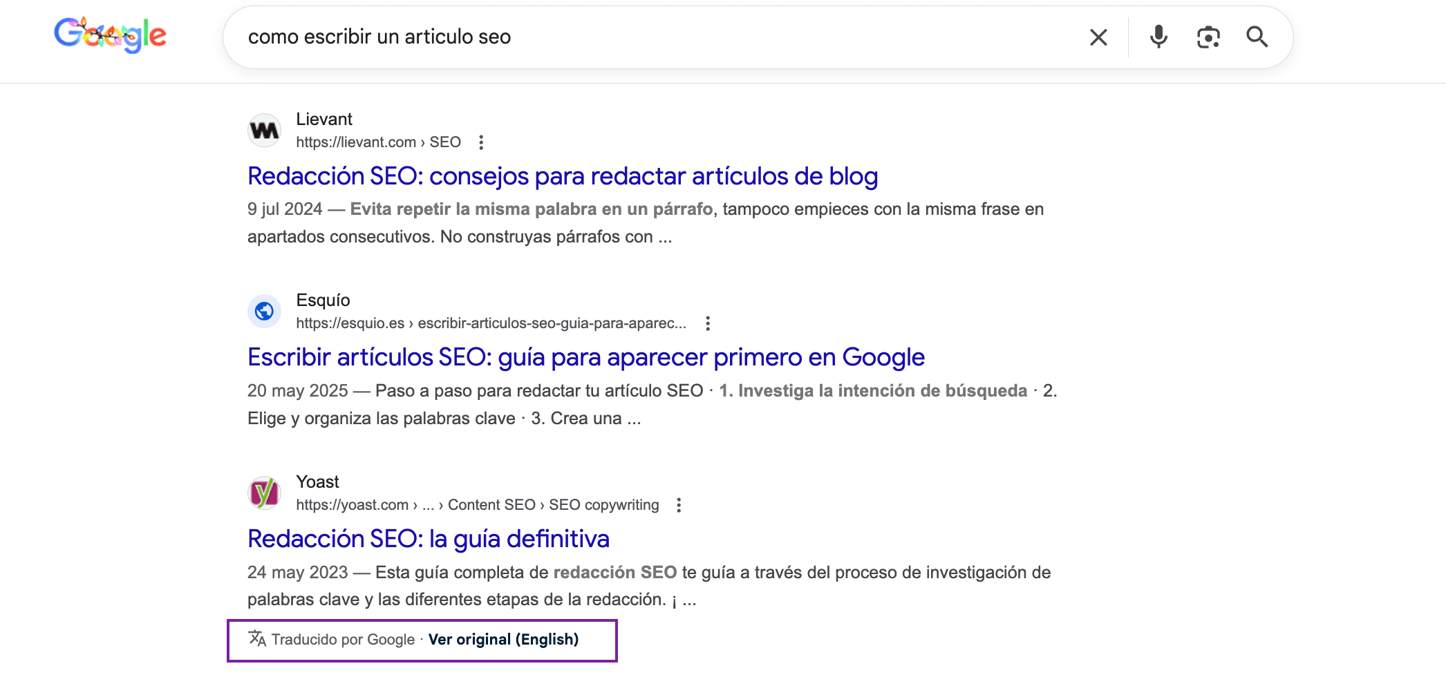 Posicionamiento de una web en inglés para consultas en Español