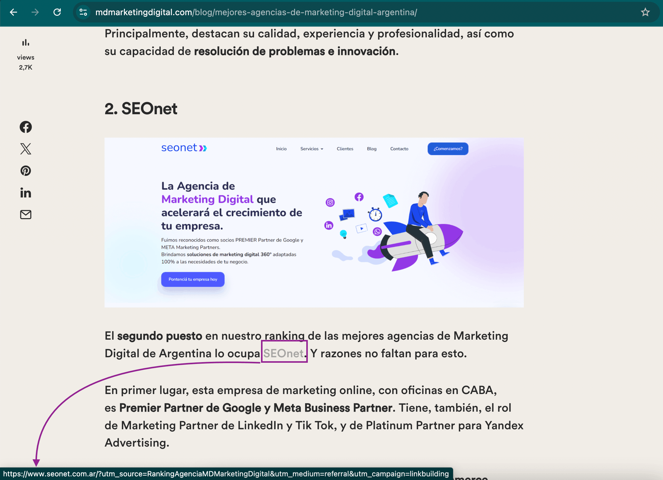 Ejemplo de link building