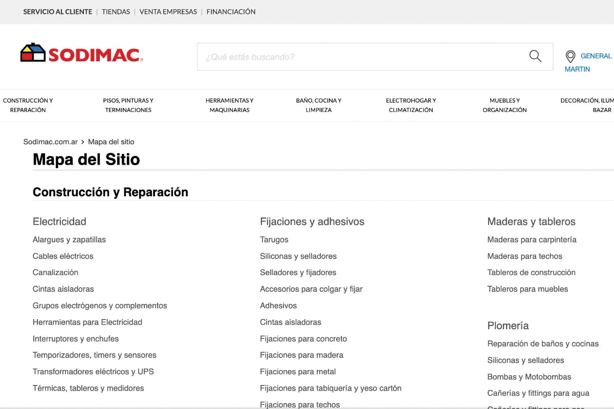 Ejemplo de sitemap HTML